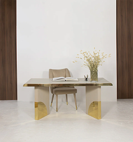 Письменный стол Utopia Polished Brass/oak