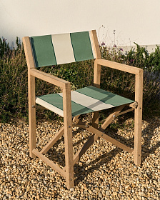 Уличный cкладной стул Vilara в зелёно-бежевую полоску из акации