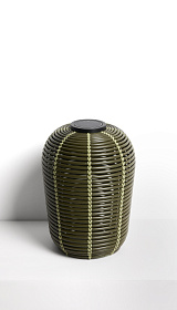 Уличный светильник Garoina солнечных батареях из искусственного ротанга зеленого цвета, 35 см