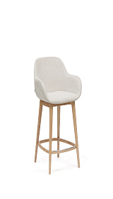 Полубарный стул Konna бежевого цвета с ножками из массива ясеня в светлой отделке, 65 см