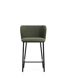 Полубарный стул Ciselia из темно-зеленого шенилла с ножками из черной стали