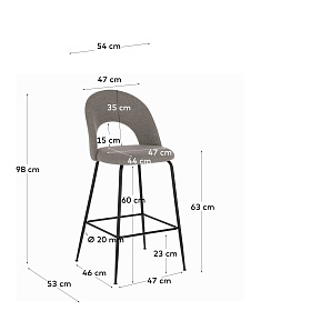 Полубарный стул Mahalia светло-серый