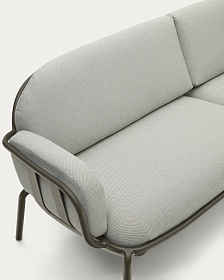 Уличный диван Joncols из серой ткани и зеленым алюминиевым каркасом 225 см