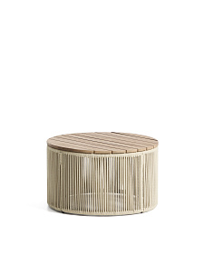 Уличчный столик Dandara из стали, веревки цвета экрю и массива акации Ø60 см