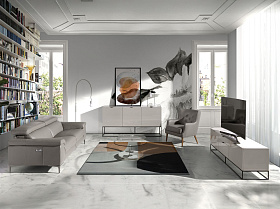 2-х местный диван 6121/5320-2P с обивкой из кожи и механизмом relax