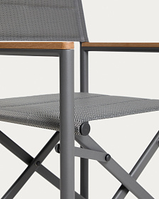 Складной уличный стул Tisno из графитового алюминия и серого текстиля