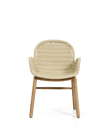 Уличный стул Alipa из акации и веревки цвета экрю