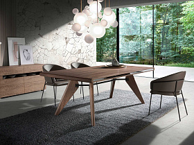 Обеденный стол 1403T /1080 из ореха с зеркальной вставкой