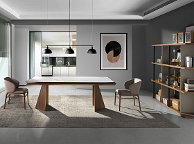 Обеденный стол 1106/MI2207T из керамики и орехового дерева