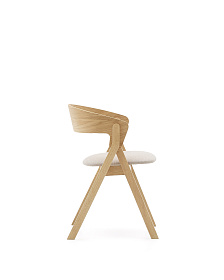 Стул Godia из дерева в натуральном цвете и бежевого шенилла