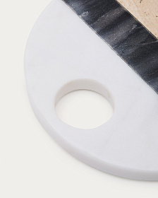 Круглая сервировочная доска Nivol из черно-белого мрамора и травертина