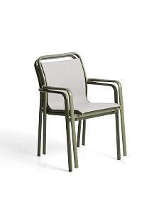 Уличный стул Luri из алюминия зеленого цвета и бежевого текстиля