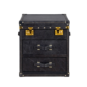 Черный кожаный столик-чемодан 7184 