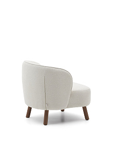 Кресло Ulit из бежевой синели с ножками из ясеня с отделкой под орех