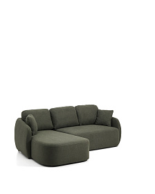 Трехместный диван-кровать Laira с левым шезлонгом из темно-зеленого шенилла 246  см