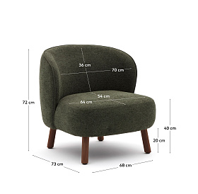 Кресло Ulit из зеленой синели с ножками из ясеня с отделкой под орех