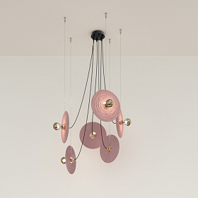 Люстра Fest 6L с розовыми стеклянными дисками 1223