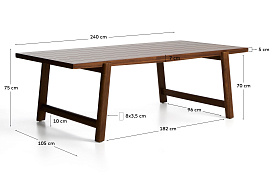 Уличный стол Itani из массива акации, 240 x 100 см