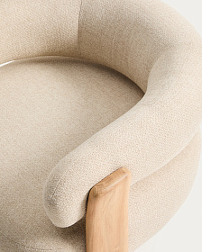 Уличное кресло Granite бежевое с ножками из тикового дерева