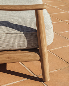 Уличный 2-х местный диван Elunda из тикового дерева и бежевой веревки