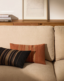 Чехол для подушки из льна Sairu оранжевого цвета с вышивкой из джута 30 x 50 см