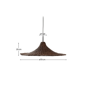 Bladia Абажур из ротанга с коричневой отделкой Ø70 см