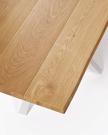 Argo Стол с дубовым шпоном натурального цвета и стальными ножками с белой отделкой 160 x 90 см