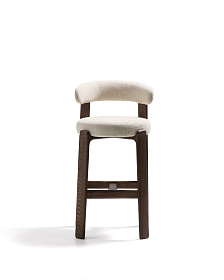 Барный стул Granite из бежевой синели и ясеня с отделкой орех 75 см