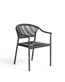 Уличный стул Livadia из серого алюминия и веревки