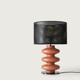 Настольная лампа Adon черный металл, ротанговый черный абажур 801125/40/NEG