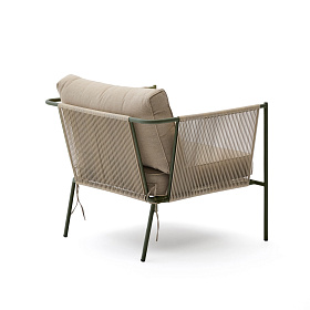 Уличное кресло Zivia из веревки цвета экрю и стали зеленого цвета