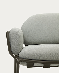 Уличный диван Joncols из серой ткани и зеленым алюминиевым каркасом 164 см