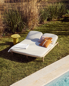 Двойной шезлонг Alipa из массива акации и веревки цвета экрю