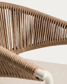 Уличный стул Zuara из алюминия цвета экрю и коричневой веревки