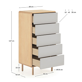 Комод Anielle из массива и шпона ясеня с тремя ящиками 60 x 117 см