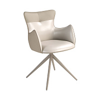 Поворотное кресло 4203 из экокожи кремового и серо-бежевого цвета