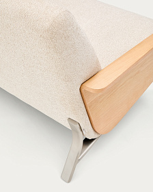 3-местный диван Amsen бежевый с подлокотниками из шпона дуба