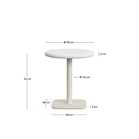 Уличный стол Dina белый из цемента и стали со столешницей Ø70 см