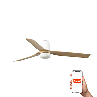 Потолочный вентилятор PUNT TUB M Ш1300 белый/клен 3P LED 18W TUYA