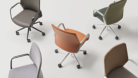 Стул Exа сетчатая спинка, поворотное основание из алюминия с 4 спицами + самовозвратная колонна 