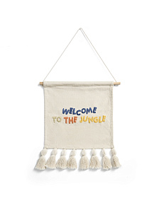 Настенный гобелен из хлопка Tandani бежевого цвета с разноцветными буквами и бахромой, 40 x 50 см