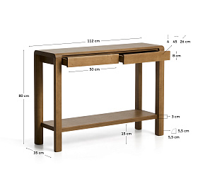 Консоль Arelida из дуба со светло-коричневой отделкой, 112 x 80 см