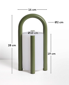 Портативная настольная лампа Leros из полиэтилена и стали зеленого цвета