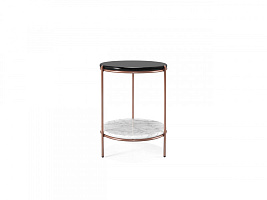 Приставной столик Stanley 2 Carrara Marble/Black/Copper Stainless