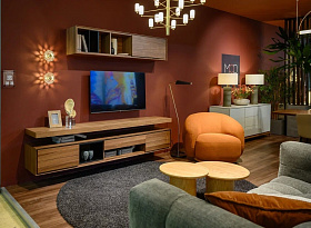 Подвесной модуль MIRAMAR шпон ореха F, черный матовый лак