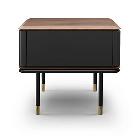 Прикроватная тумбочка ALTEA шпон ореха F, темно-серый матовый лак, латунь