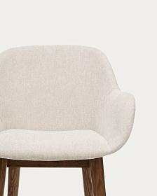 Полубарный стул Konna бежевого цвета с ножками из массива ясеня в темной отделке, 65 см