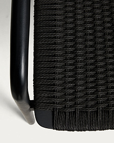 Уличный стул Derile из массива дуба и веревки в черной отделке