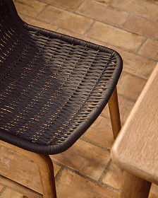 Уличный стул Alipa из массива акации и веревки темно-серого цвета