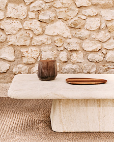 Журнальный столик Drasi из цемента с отделкой под травертин 140 x 70 см